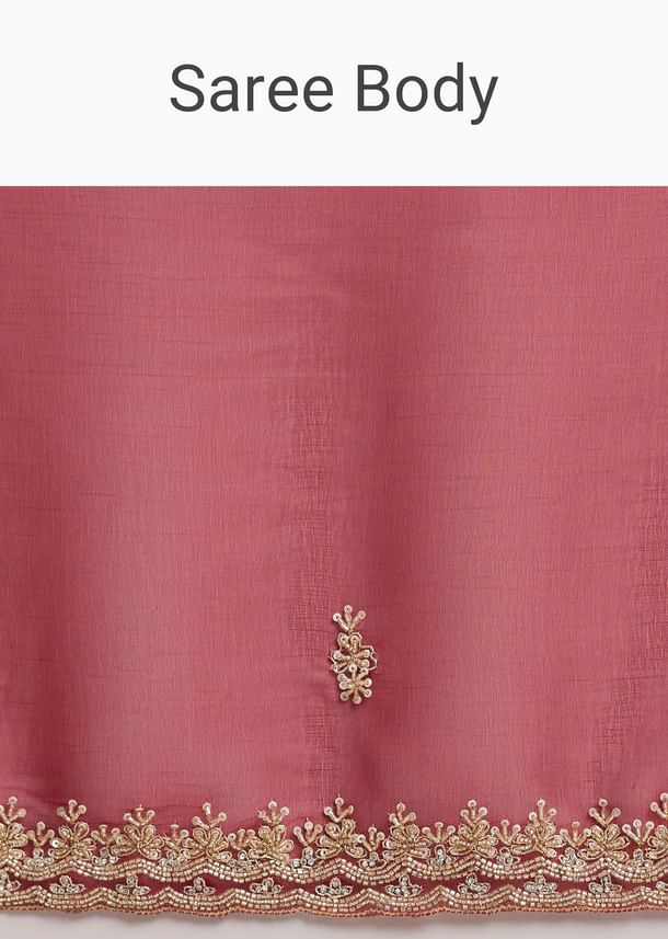 Red Organza Saree With Cutdana And Sequins Border