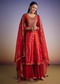 Red Patola And Bandhani Print Kurta Set With Banarasi Dupatta