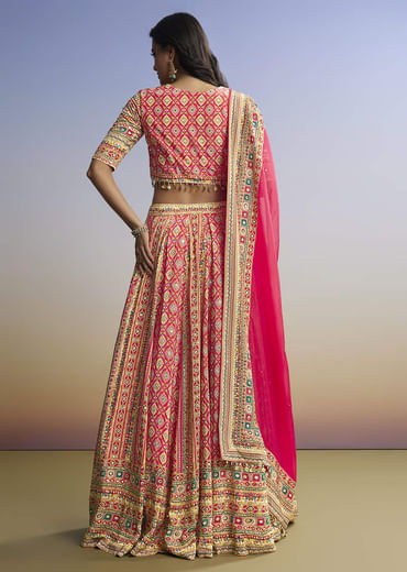 Red Printed Lehenga With Boho Charm