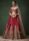 Red Raw Silk Bridal Lehenga Set with Two Dupattas
