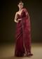 Red Sequins Net Saree With Pleated Blouse