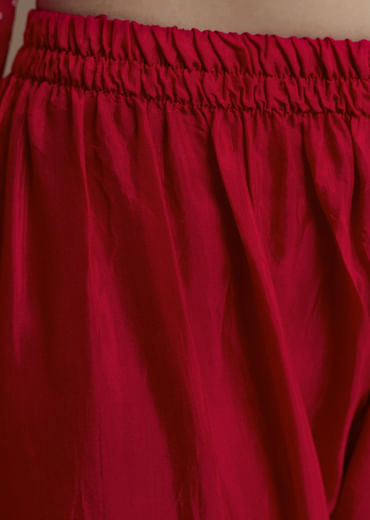 Red Silk Bandhani Print Kurta Set with Zari Work