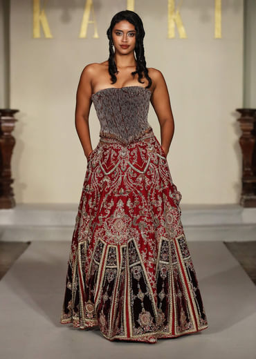 Red Silk Bridal Lehenga With Zardosi And Sequins Hand Work