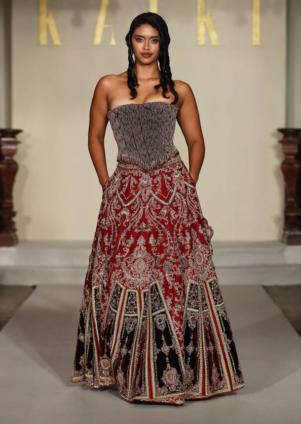 Red Silk Bridal Lehenga With Zardosi And Sequins Hand Work