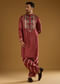 Red Silk Kurta Set For Men With Hand Dyed Leheriya Print