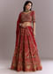 Red Silk Printed Bridesmaid Lehenga With Intricate Hand Embroidery
