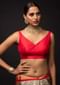 Red Sleeveless Blouse In Silk With Leaf Cut Neckline