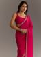 Red Stone Embellished Crushed Tissue Saree With Cutdana Embroidered Border