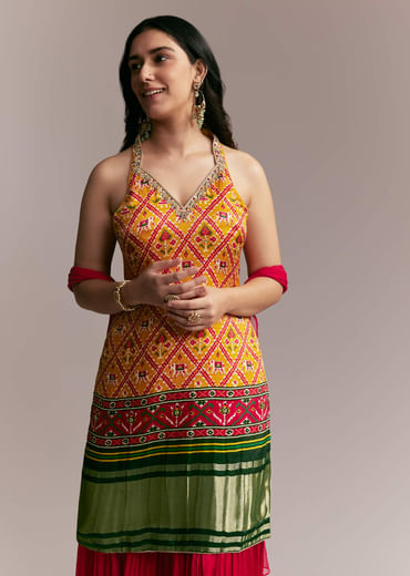 Red  Yellow Patola Palazzo Set