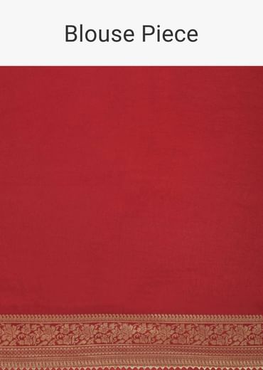 Red Bandhani Silk Woven Saree With Unstitched Blouse Piece