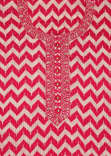 Red Chevron Printed Georgette Dress Material