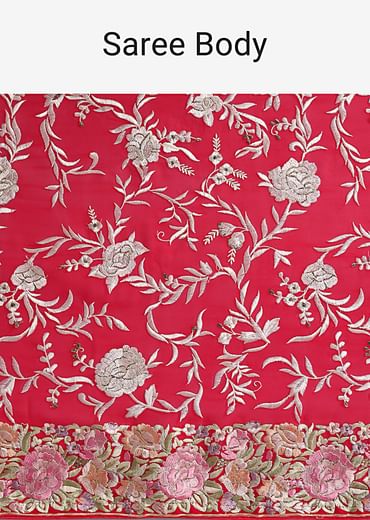Red Georgette Saree with Parsi Gara Work