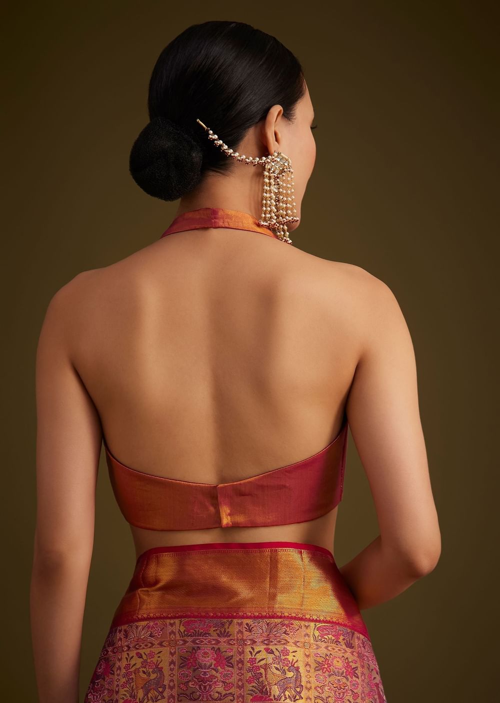 Red Kanjivaram Silk Saree With Golden Zari Border