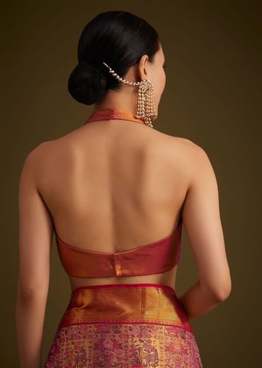 Red Kanjivaram Silk Saree With Golden Zari Border