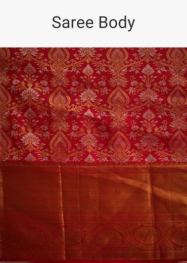 Red Kanjivaram Silk Saree With Golden Zari Detailing
