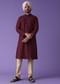 Red Kurta Set In Cotton Silk With Mirror Embroidery