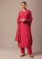 Red Kurta Set With Hand Embroidery And Organza Dupatta