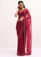 Red Organza Saree In Sequins With Unstitched Blouse