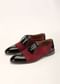 Red Oxfords In Suede With Black Rexine Leather Detailing