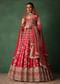 Red Raw Silk Hand Embroidered Lehenga With Net Dupatta