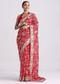 Red Saree In Georgette with Parsi Gara Work