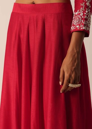 Red Sequin Embellished Kurti Palazzo Set