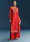 Red Silk Bandhani Palazzo Suit With Embroidery