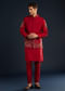 Red Silk Jacket Kurta Set With Cutdana Work