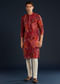 Red Silk Kurta Set With Foil Work