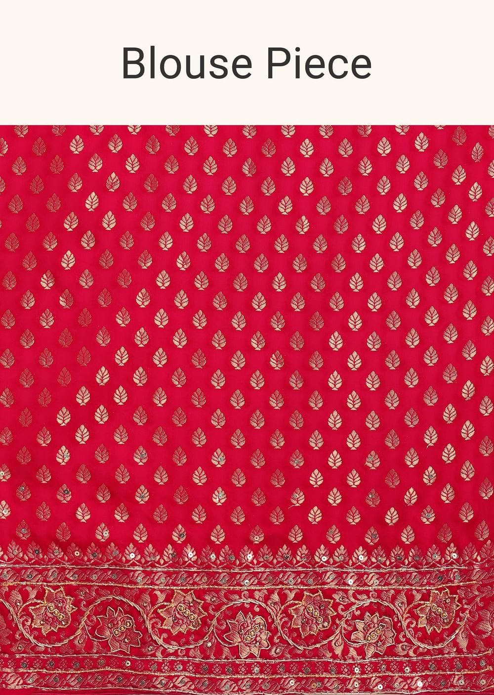 Red Zardosi Embroidered Saree With Unstitched Blouse