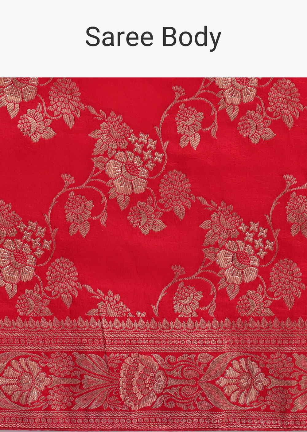 Red Zari Jaal Dola Silk Saree With Unstitched Blouse