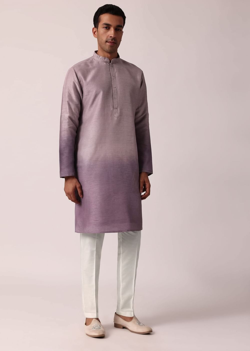 Regal Purple Silk Jacket Kurta Set For Men