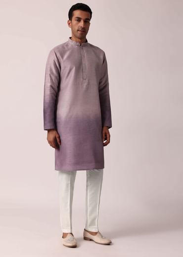 Regal Purple Silk Jacket Kurta Set For Men