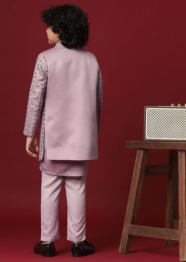 Regal Purple Silk Sherwani Set For Boys