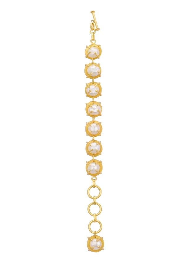 Rose Gold Finish Bracelet With Mother Of Pearls Rose Gold Finish Bracelet With Mother Of Pearls