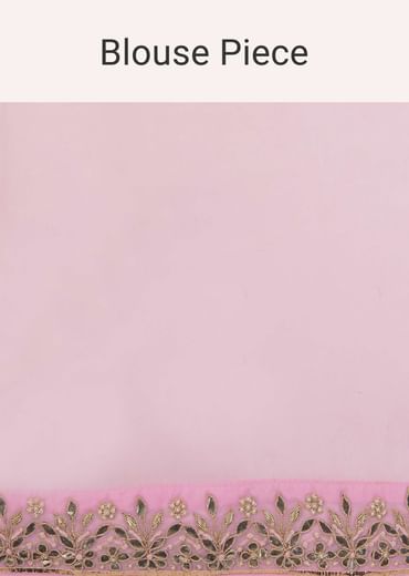Onion Pink Saree In Organza With Foil Print And Embroidery