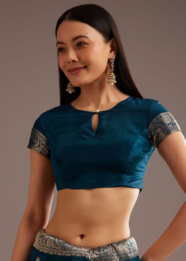 Royal Blue Jaquard Silk Saree With Zari Butti And Brocade Border