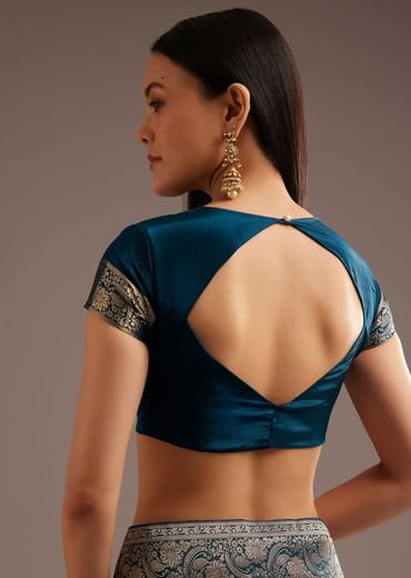 Royal Blue Jaquard Silk Saree With Zari Butti And Brocade Border