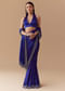 Royal Blue Mirror Embellished Saree with Unstitched Blouse