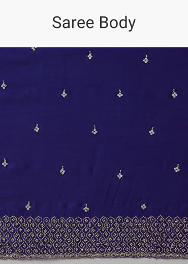 Royal Blue Mirror Embellished Saree with Unstitched Blouse