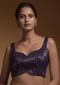 Royal Purple Crop Top Embellished In Sequins With Sweetheart Neckline