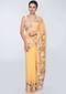 Royal yellow georgette saree with net embroidered border only on Kalki