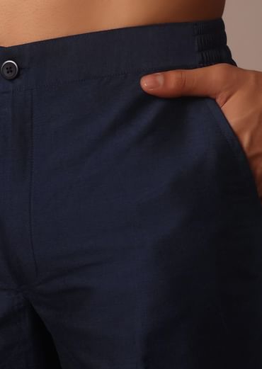 Royal Blue Jacket Kurta Set With Pintuck Detailing