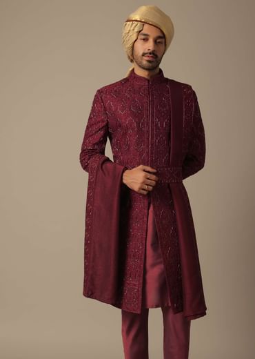 Royal Embroidered Grooms Sherwani Set