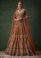 Rust Bridal Raw Silk Embellished Lehenga Set with Two Dupattas