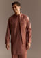 Rust Kurta Jacket Set With Palazzo Pants