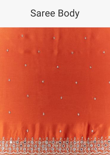 Rust Orange Embroidered Border Saree with Blouse Fabric