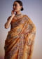 Rust Orange Tissue Cutdana Embroidered Saree