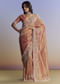 Rust Orange Tissue Saree With Floral Embroidery In Cutdana Sequins And Beads