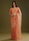 Rust Pink Tissue Floral Embroidered Saree With Cutdana Scallop Border